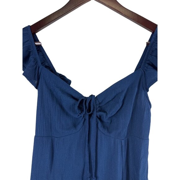 PACSUN LA Hearts Women's Dress Front Tie Babydoll Mini Blue Rayon Size Small - Picture 3 of 11